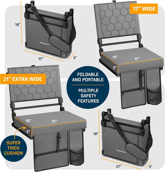 Alpcour Folding Reclining Stadium Seat - Padded Bleacher Chair