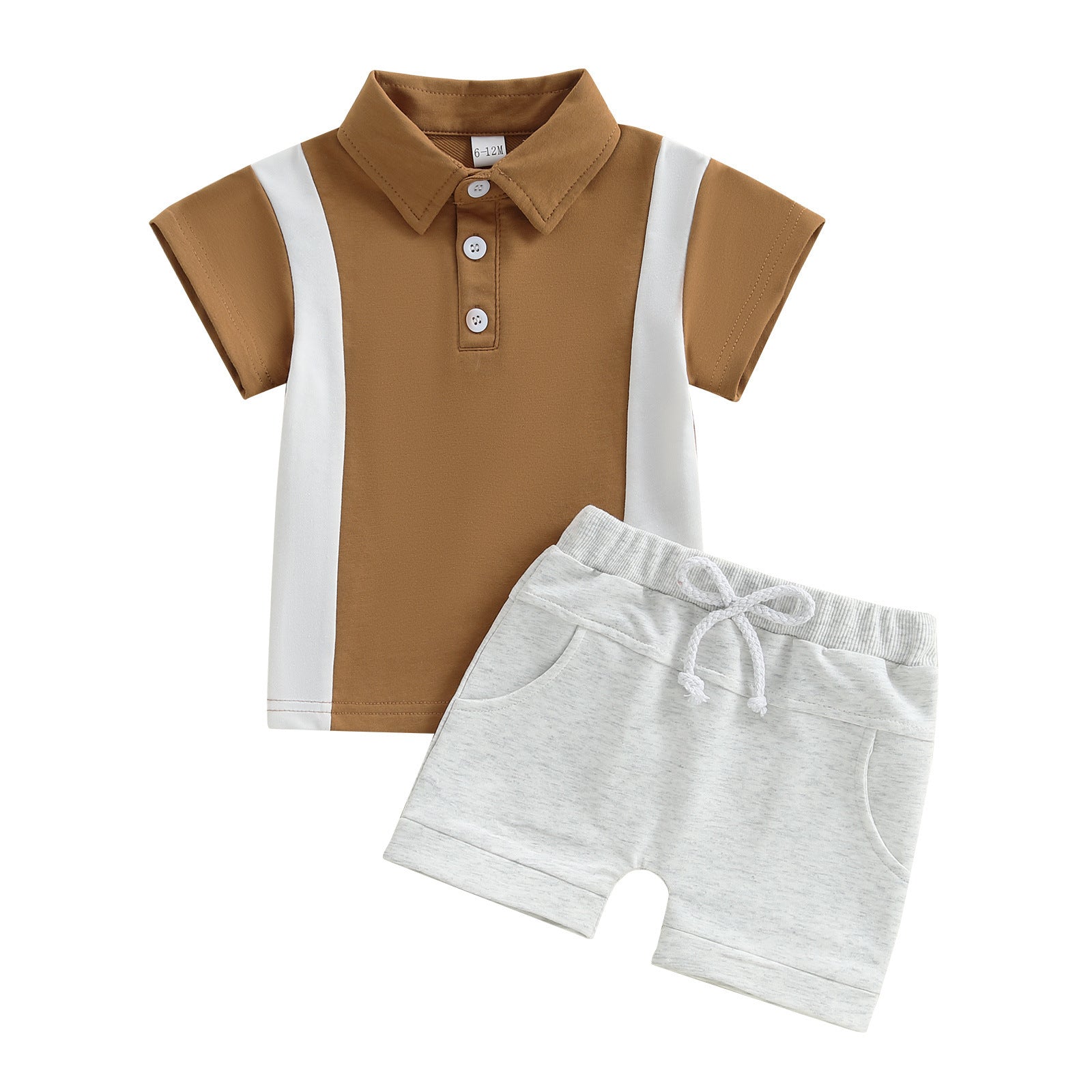 Boys' Lapel T-shirt & Shorts Suit Boys' Lapel Color Matching T-shirt Short | Ectron Online