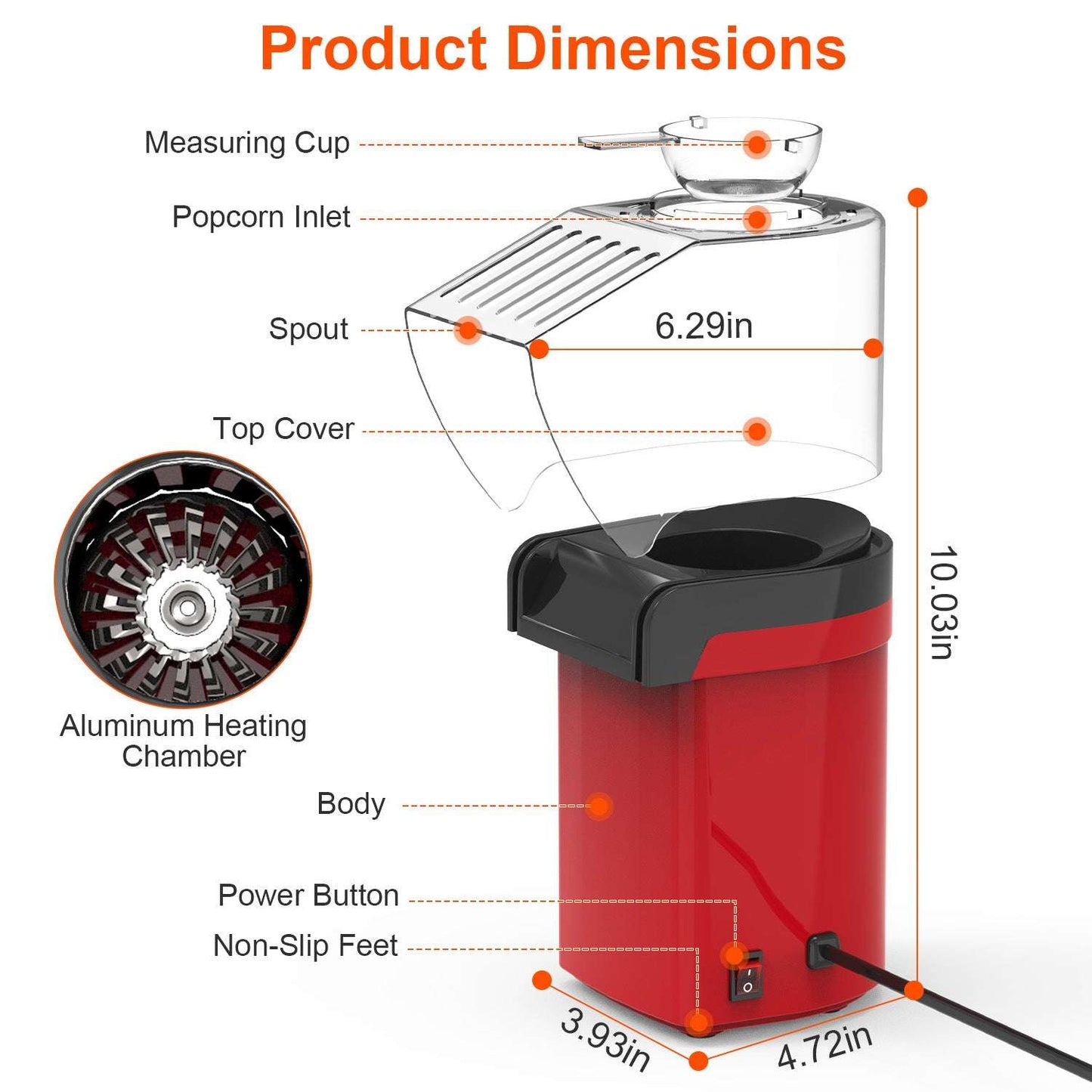 1200W Hot Air Popcorn Popper