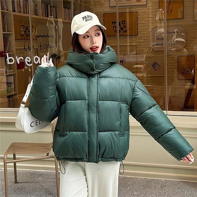 Elegant Fluffy Hooded Puffer Jacket - Warm Commute Coat Elegant Fluffy Hooded Cotton Jacket Puff | Ectron Online