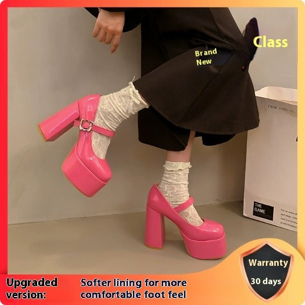 Mary Jane Platform Shoes with Waterproof Thick Heel Waterproof Platform Thick Heel Thick Bot | Ectron Online