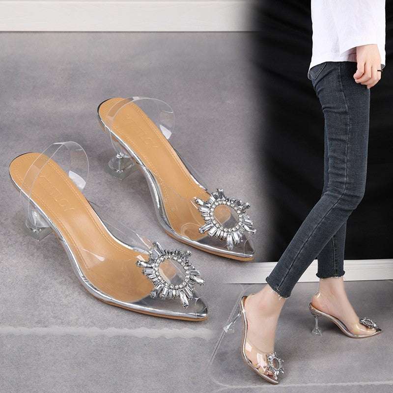 Women's PVC High Heel Sandals – Clear Strappy Heels High Heel Sandals Shoes Women PVC | Ectron Online