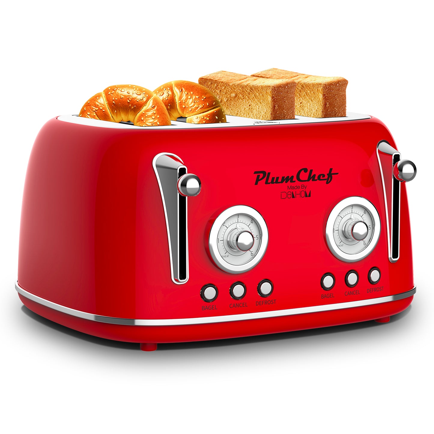 4-Slice Retro Toaster | 1650W Stainless Steel Toaster with Dual Controls