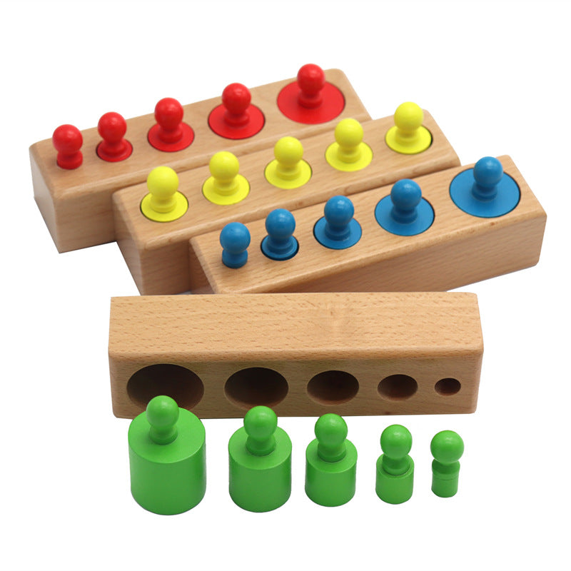 Wooden educational toy with colorful pegs 
