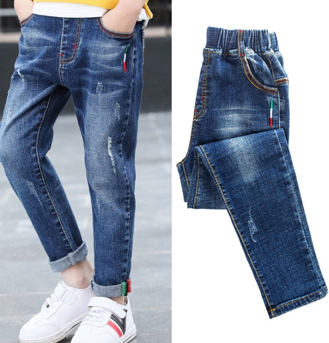 Boys' Denim Trousers | Spring & Autumn Boys' denim trousers, new style, big chi | Ectron Online