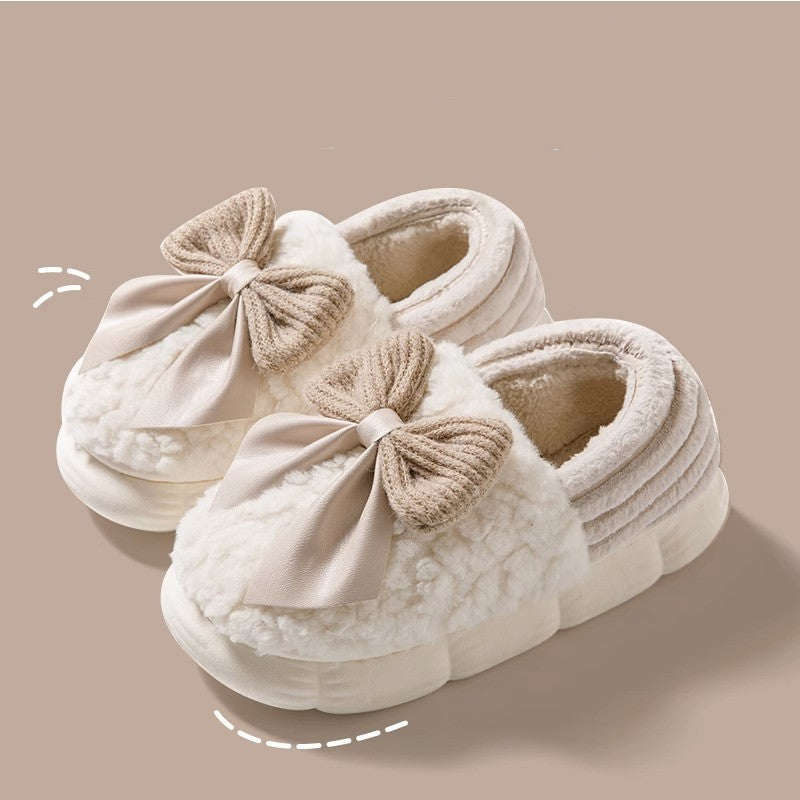 Big Bow-knot Fluffy Slippers – Winter Warm Platform Shoes Big Bow-knot Fluffy Slippers Winter Warm | Ectron Online