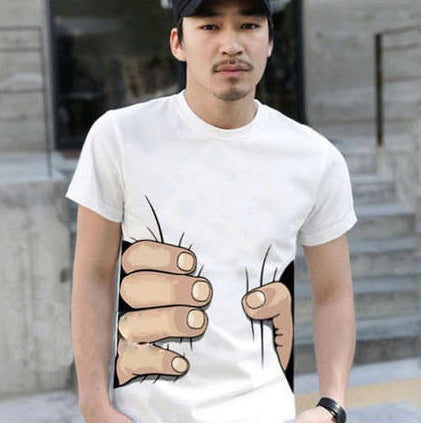 Men's 3D Big Hand Cotton T-Shirt – Summer Short Sleeve Tee Summer Men's Short Sleeve T-Shirt Men's | Ectron Online