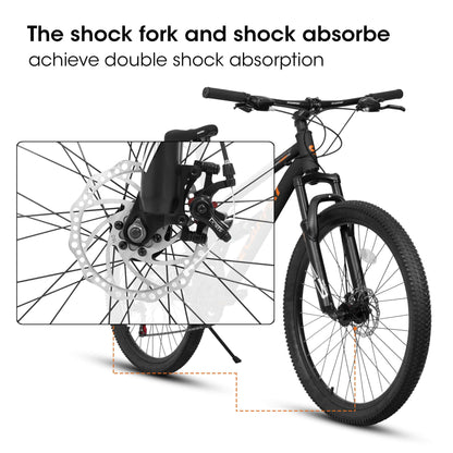 26" Dual Suspension Mountain Bike - 21-Speed Steel Frame MTB A26207 26 Inch Steel Frame Shock Fork Pl | Ectron Online