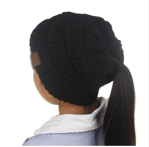 Knitted Ponytail Hat - Women's Fashion Wool Hat for Stylish Comfort Hats & Caps | Ectron Online