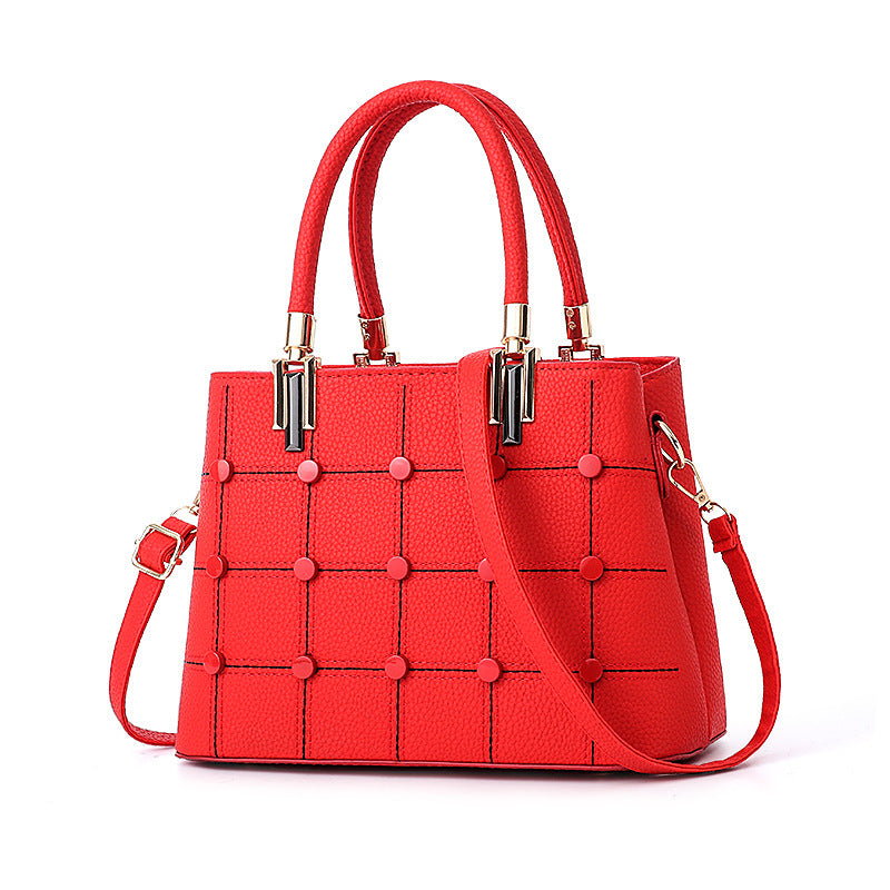 Rivet Accent PU Leather Handbag – Stylish & Spacious Tote Handbag rivet handbag | Ectron Online