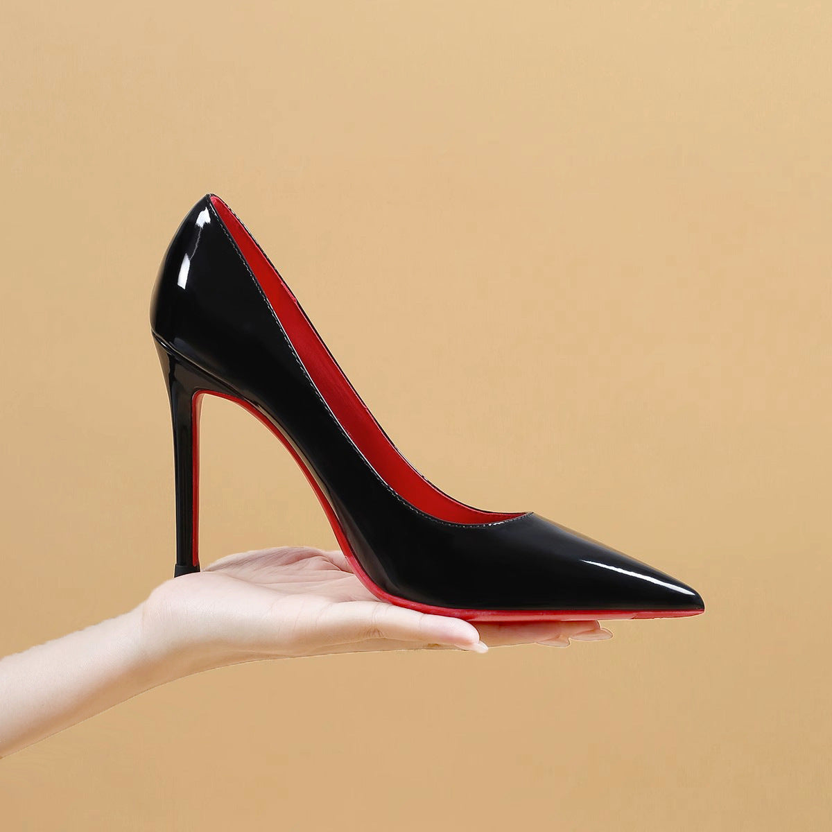 Stiletto Pumps with Red Sole - Pointed Toe Heels Black With Red Background High Heels Wom | Ectron Online