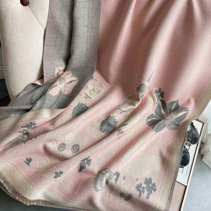 Cashmere-Like Warm Jacquard Flower Shawl
