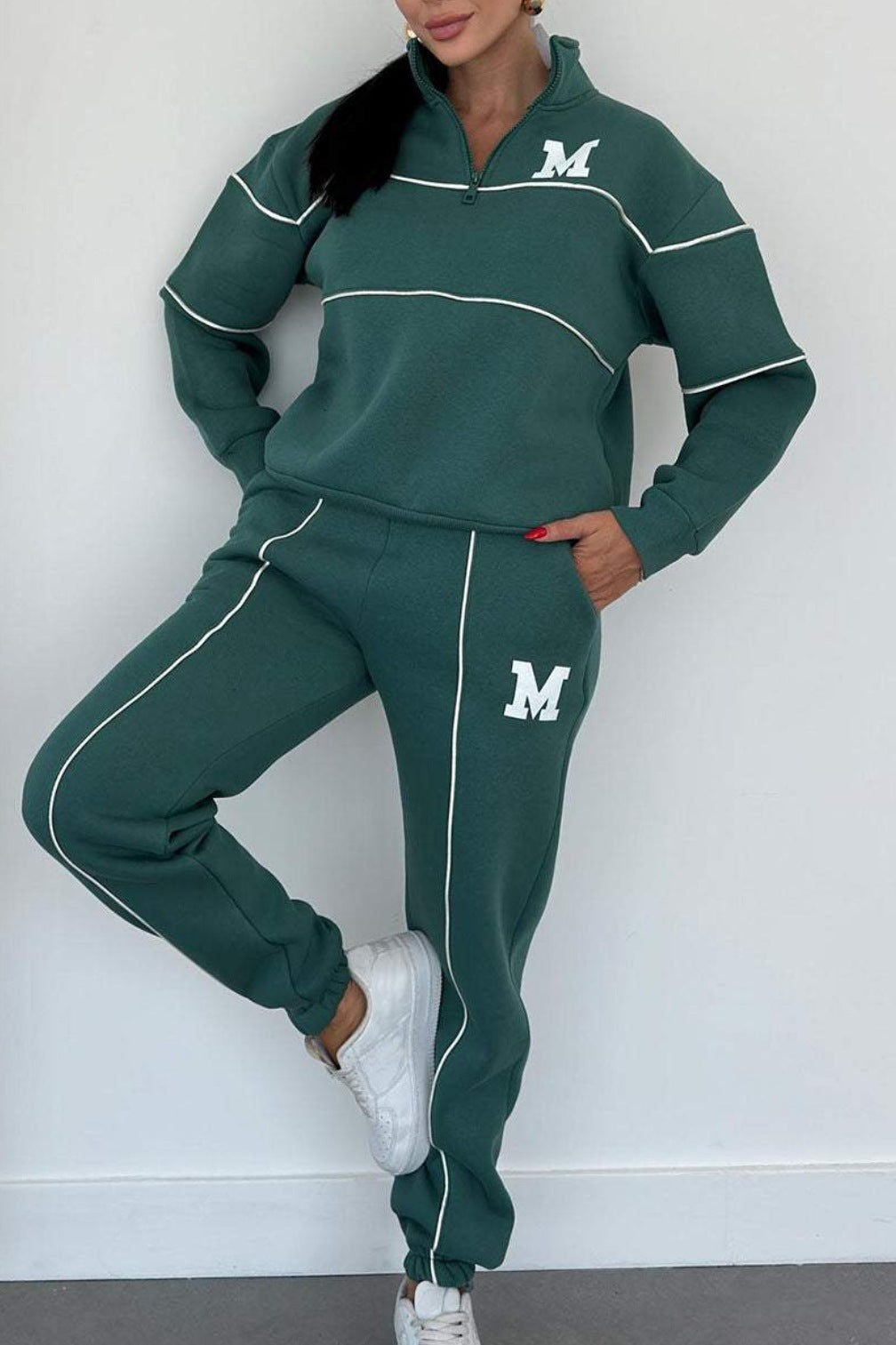 Baggy Sweatshirt & Sweatpants 2-Piece Outfit Womens 2 Piece Outfits Lounge Hoodless P | Ectron Online