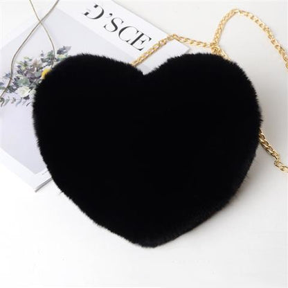 Women's Plush Heart Love Bag - Valentine's Day Chain Shoulder Bag Love Bags For Women Plush Chain Shoulder | Ectron Online