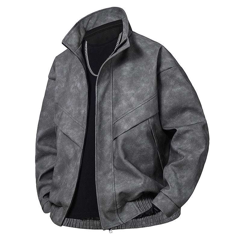 Men's Handsome Slim Fit Leather Coat

