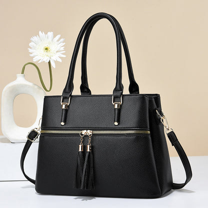 Large Capacity Soft Leather Tassel Shoulder Bag