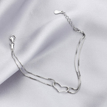 Single heart-shaped silver bracelet Bracelet