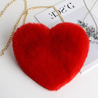 Women's Plush Heart Love Bag - Valentine's Day Chain Shoulder Bag Love Bags For Women Plush Chain Shoulder | Ectron Online