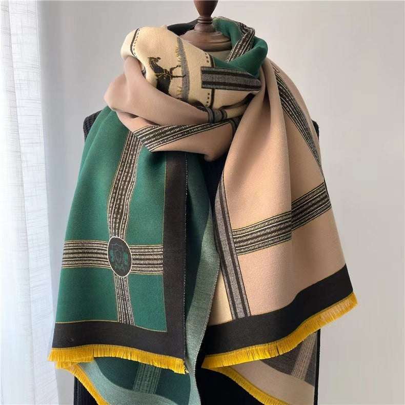 Women's New Winter Contrast Color Cashmere Scarf Korean Style Contrast Color Artificial C | Ectron Online