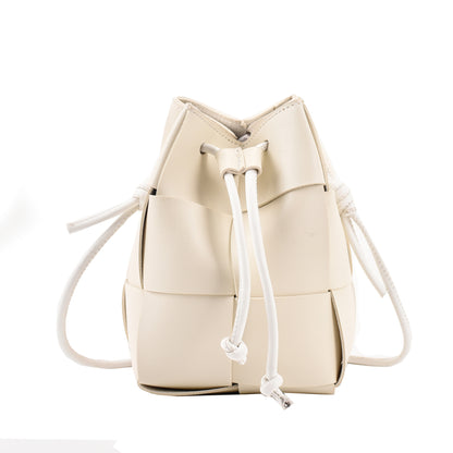 Women's Simple Drawstring Woven Bucket Bag