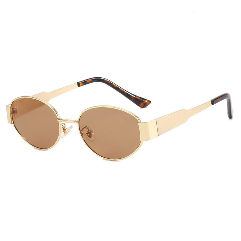 European And American Personalized Oval Metal Sunglasses