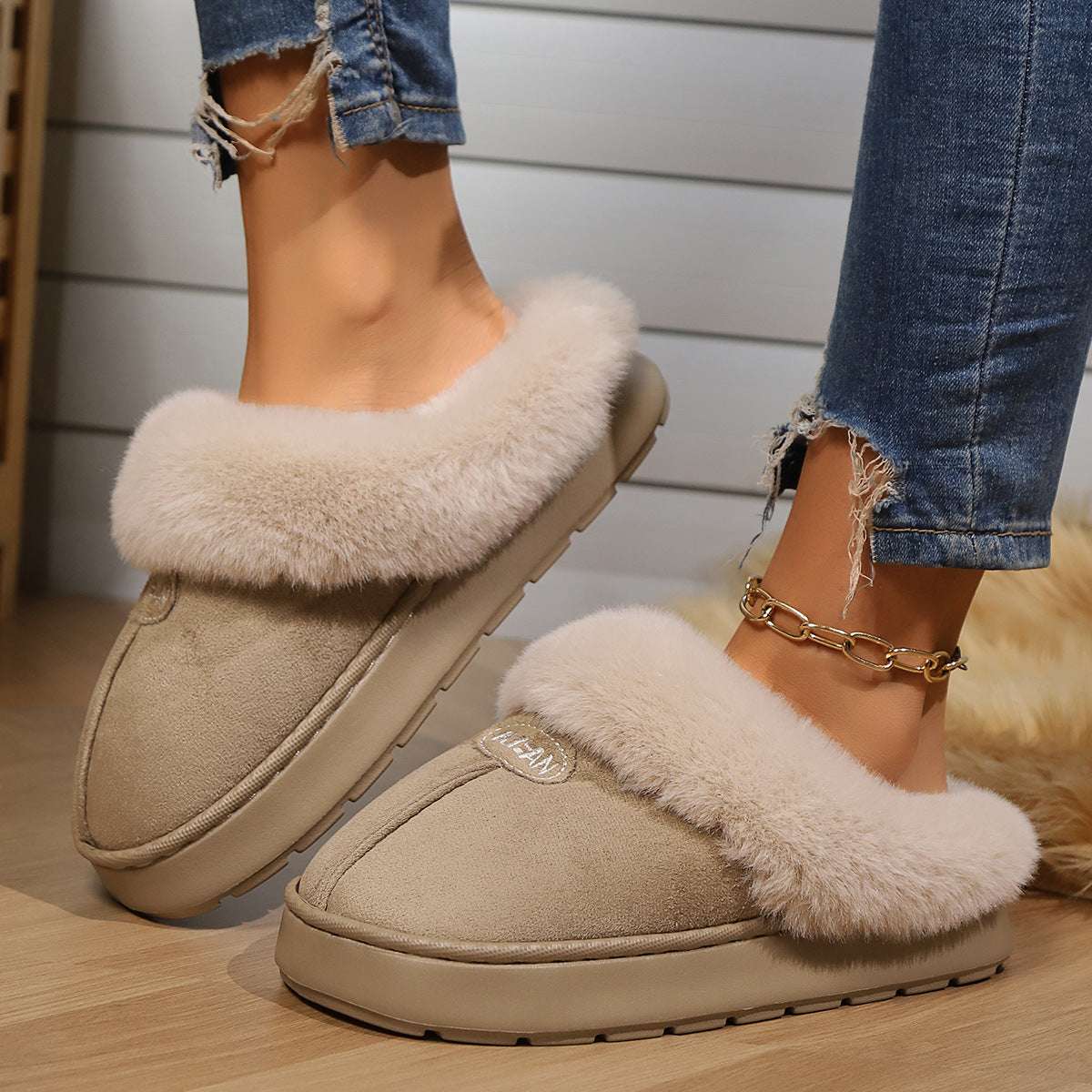Couple's Indoor Half-Heel Slippers Couple's Simple Autumn And Winter Indoor | Ectron Online