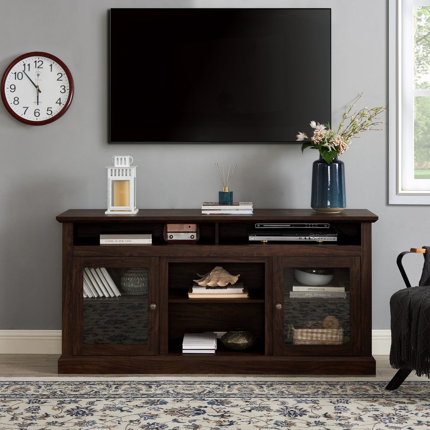 Farmhouse TV Stand for TVs up to 65" - Brown Media Console 60"
