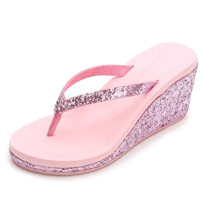 Summer Sequins Rhinestone Women's High Heel Slippers Summer Sequins Rhinestone Women's High H | Ectron Online