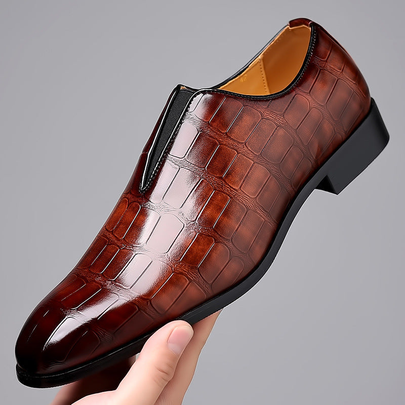 Stone Pattern Casual Leather Slip-On Shoes – Breathable & Stylish Stone Pattern Casual Leather Shoes Breat | Ectron Online
