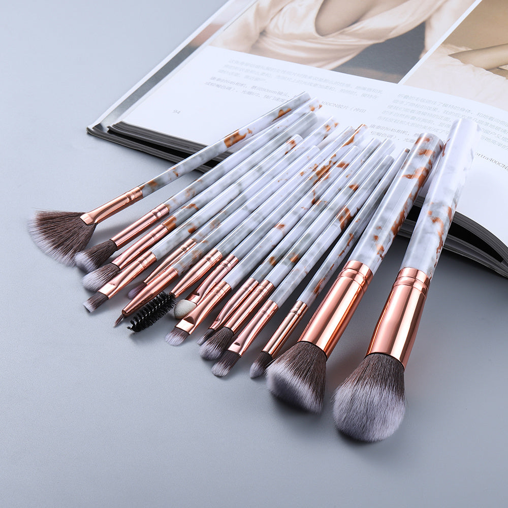 15 Marbled Design Makeup Brushes Set 15 Marbled Design Makeup Brushes Set | Ectron Online