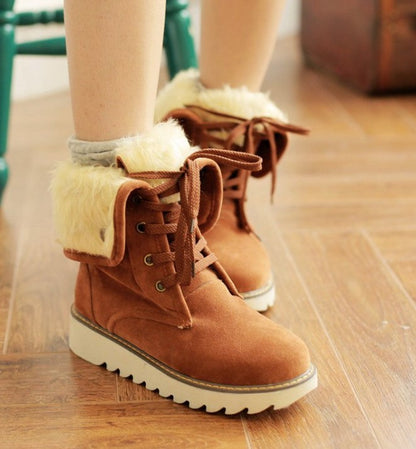 Frosted fur boots snow boots Lace Up Boots