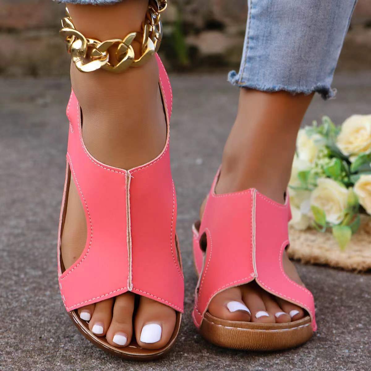 New Summer Wedge Sandals with Elastic Band – Women's Casual New Summer Wedges Sandals With Elastic B | Ectron Online