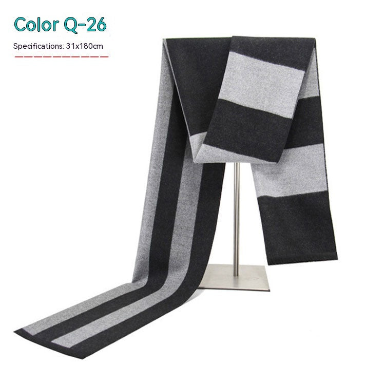 Men's Striped Winter Scarf Men's Striped Winter Warm Artificial Cas | Ectron Online
