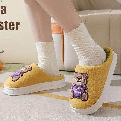 Cartoon Bear Woolen Slippers – Women’s Winter Thick-soled Shoes Lovely Cartoon Bear Woolen Slippers For | Ectron Online