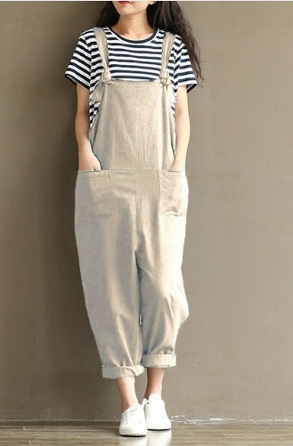 Women's Casual Trousers with Brushed Cotton Suspenders Wide Leg Pants | Ectron Online