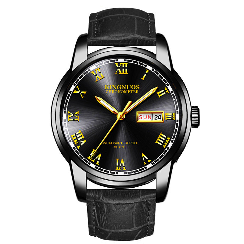 Cross-border Hot Double Calendar Steel Belt Watch Business Non-mechanical