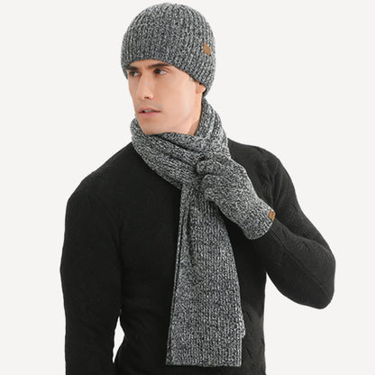 Thermal Knitting Hat Scarf And Gloves Three-piece Set