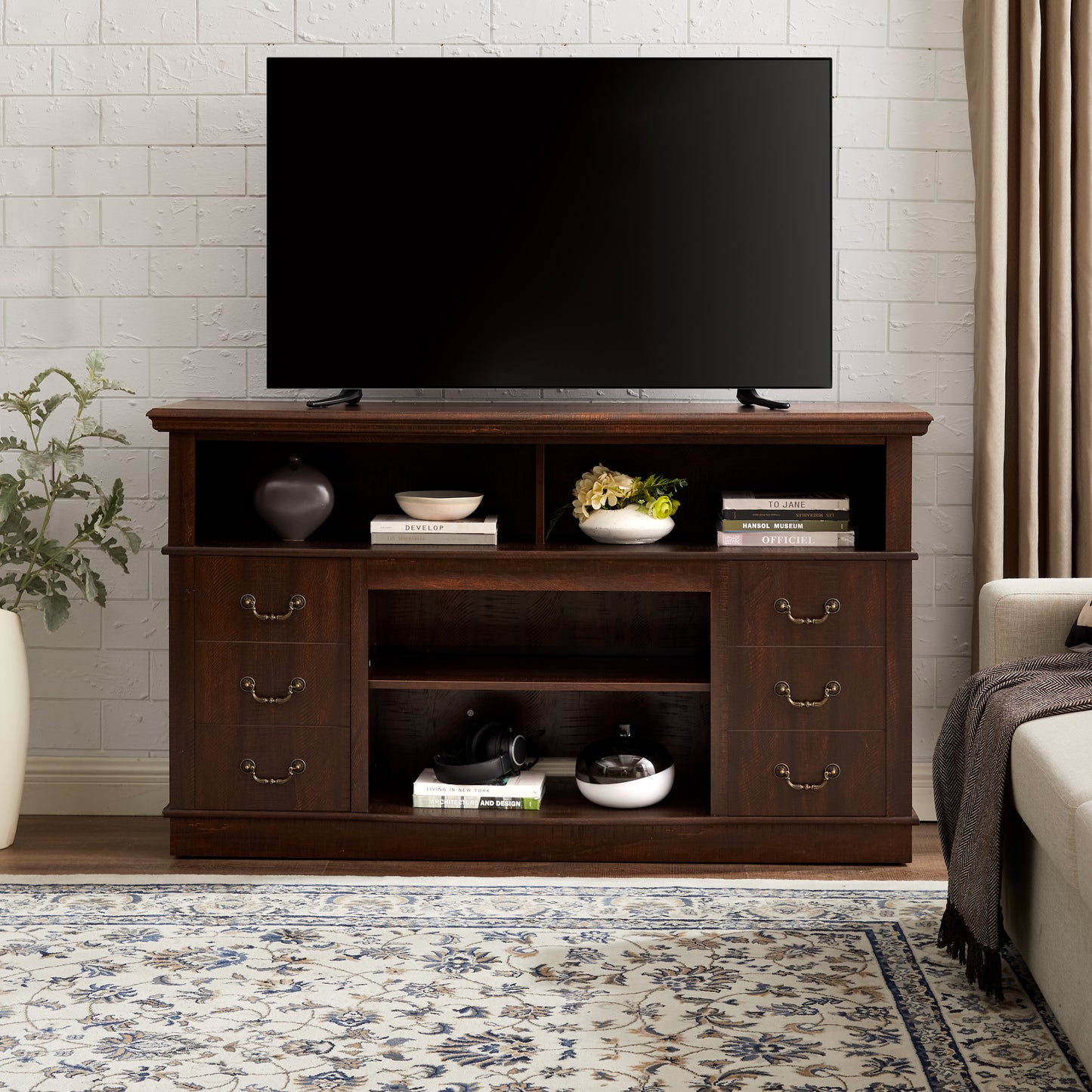 Retro Mid-Century Modern TV Stand for TVs up to 65" - Espresso