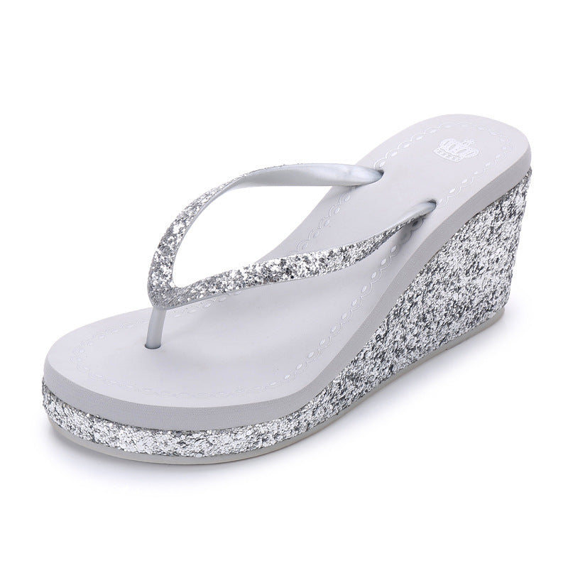 Summer Sequins Rhinestone Women's High Heel Slippers Summer Sequins Rhinestone Women's High H | Ectron Online