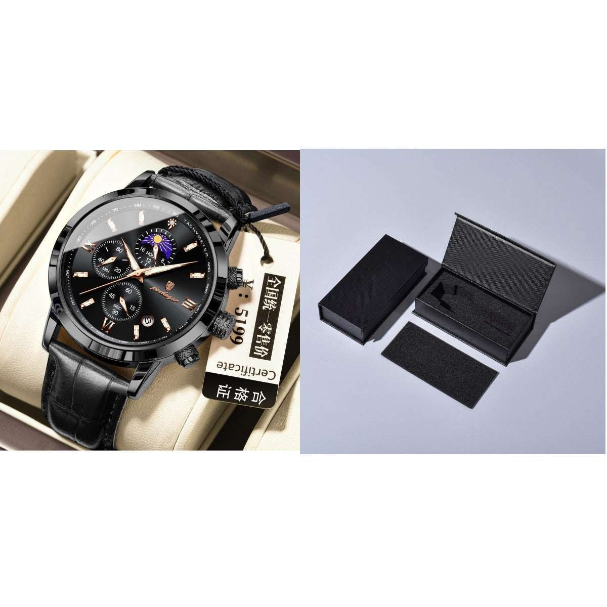 Men's Moon Phase Multi-function Chronograph Watch Men's Watch With Moon Phase And Multi-fu | Ectron Online