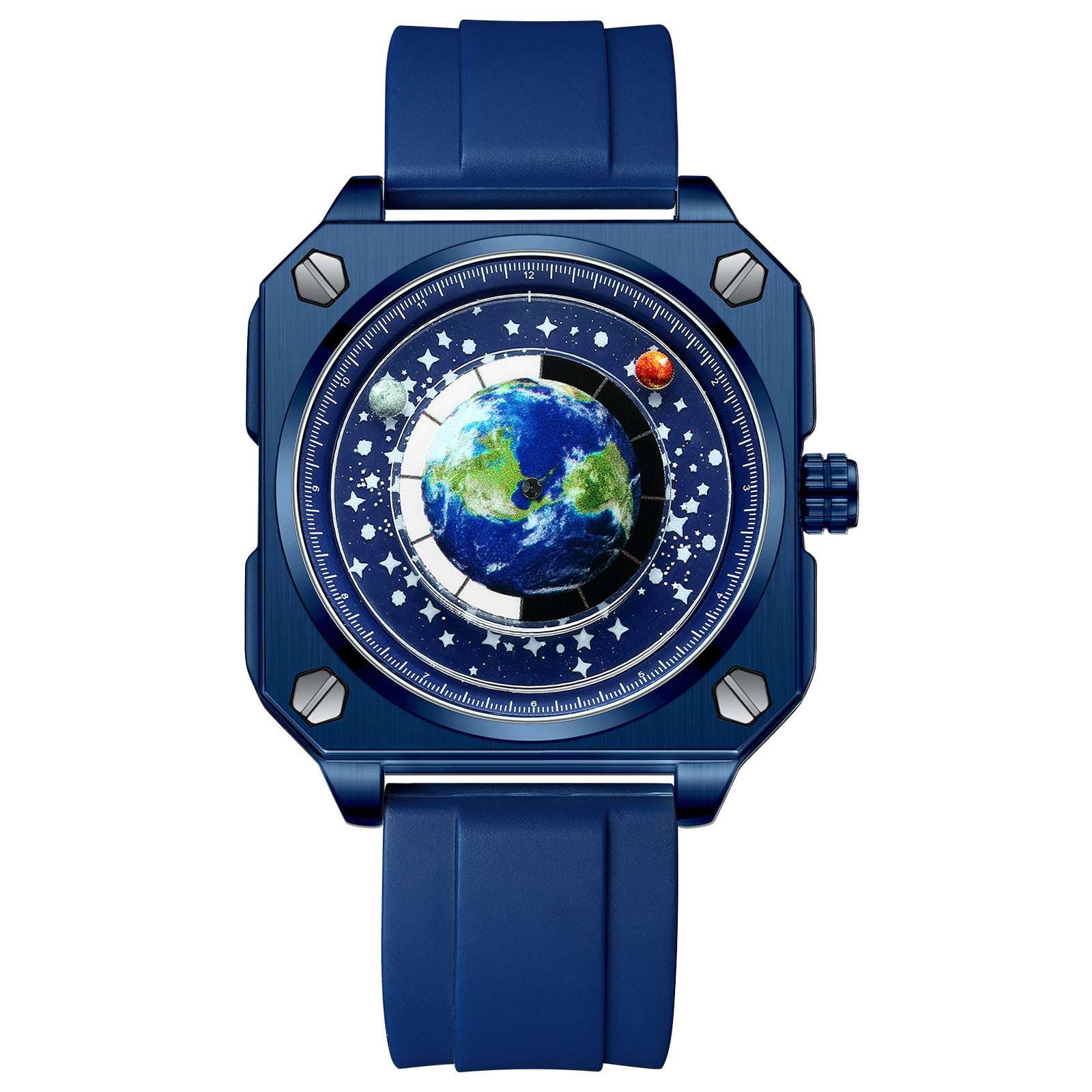 {{ brand }} Men's Creative Big Dial Watch Blue Silicone Blue - Men's Quartz Watch Creative Cool Big Dia