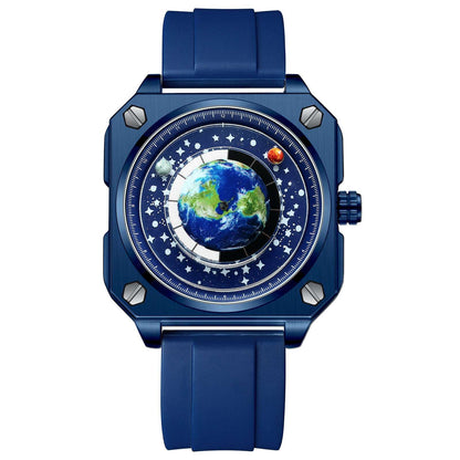 {{ brand }} Men's Creative Big Dial Watch Blue Silicone Blue - Men's Quartz Watch Creative Cool Big Dia
