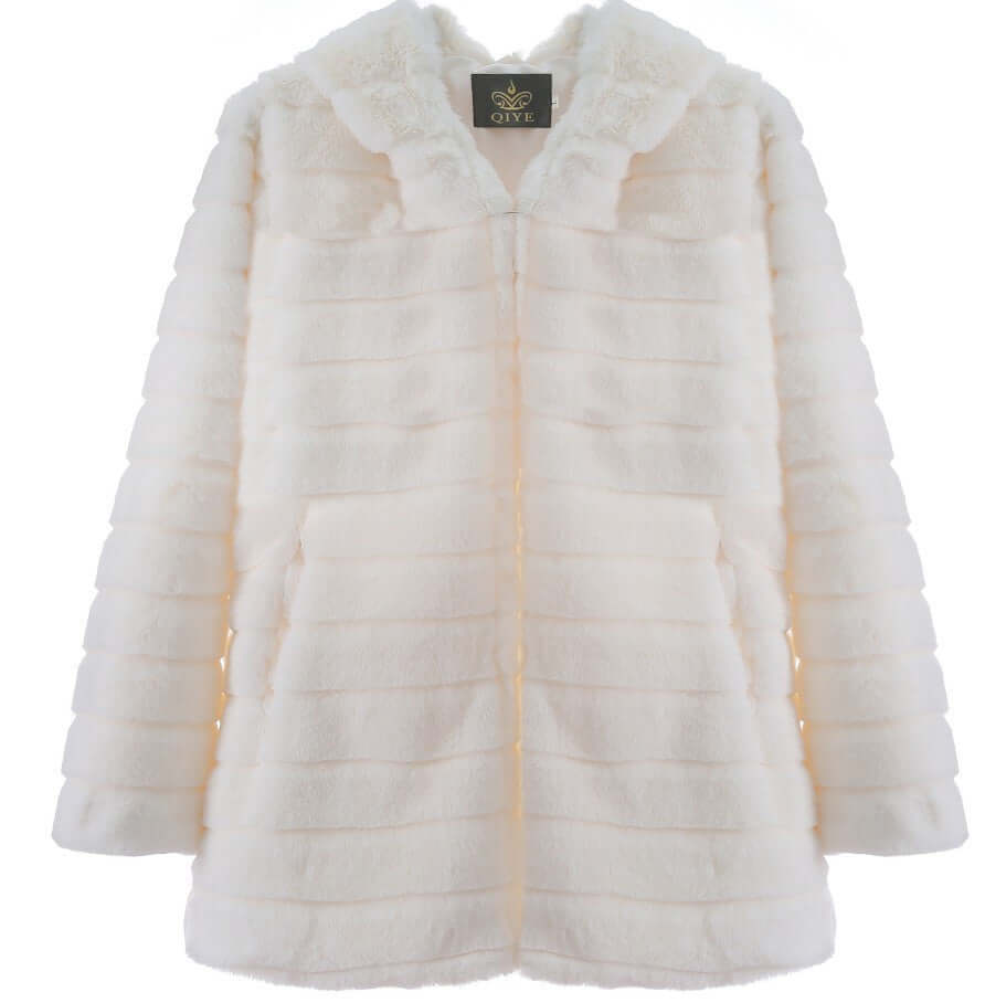 Plush Padded Hooded Faux Mink Short Fur Coat Plush padded hooded lady mink short fur | Ectron Online