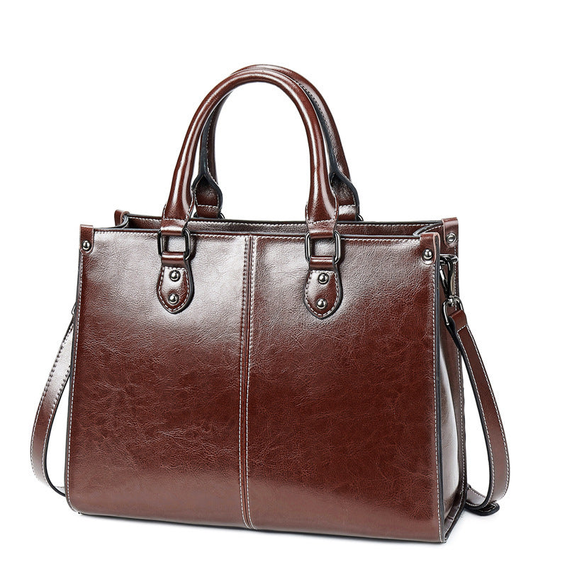 Premium Oil Wax Leather Handbag – Elegant & Durable Design Oil wax stitching leather handbag | Ectron Online
