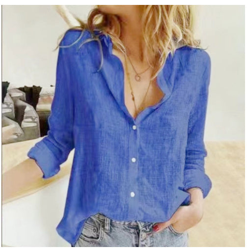 Women’s Loose Button Lapel Cardigan – Long Sleeve Blouse Top Loose Button Lapel Cardigan Top Long Sle | Ectron Online
