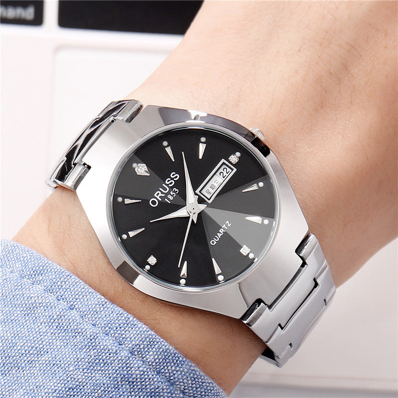 Tungsten Steel Waterproof Couple Watch Tungsten Steel Color Waterproof Fashion | Ectron Online