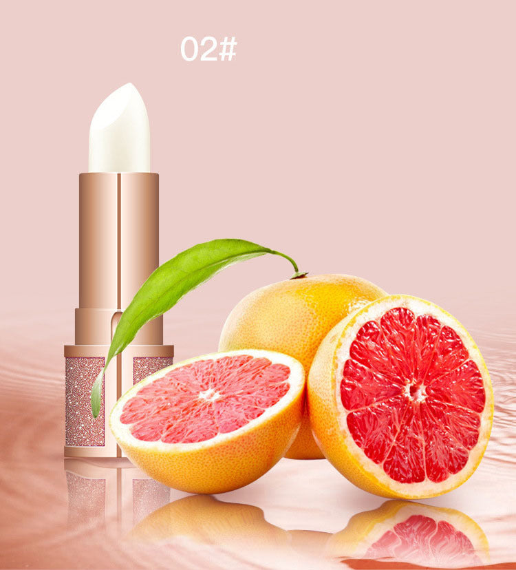 Moisturizing lipstick in rose-gold glitter with white bullet