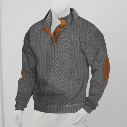 Men's Stand Collar Jacquard Knitted Pullover - Long Sleeve Sweater Stand Collar Long Sleeve Jacquard Knitte | Ectron Online