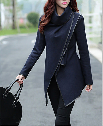 Women's Long-sleeved Cloak Two-in-one Woolen Coat