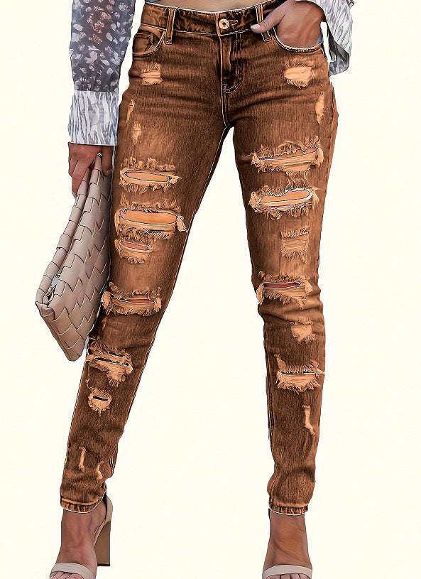 Women's Skinny Pants Cotton Trousers With Holes Women's Skinny Pants Cotton Trousers Wit | Ectron Online